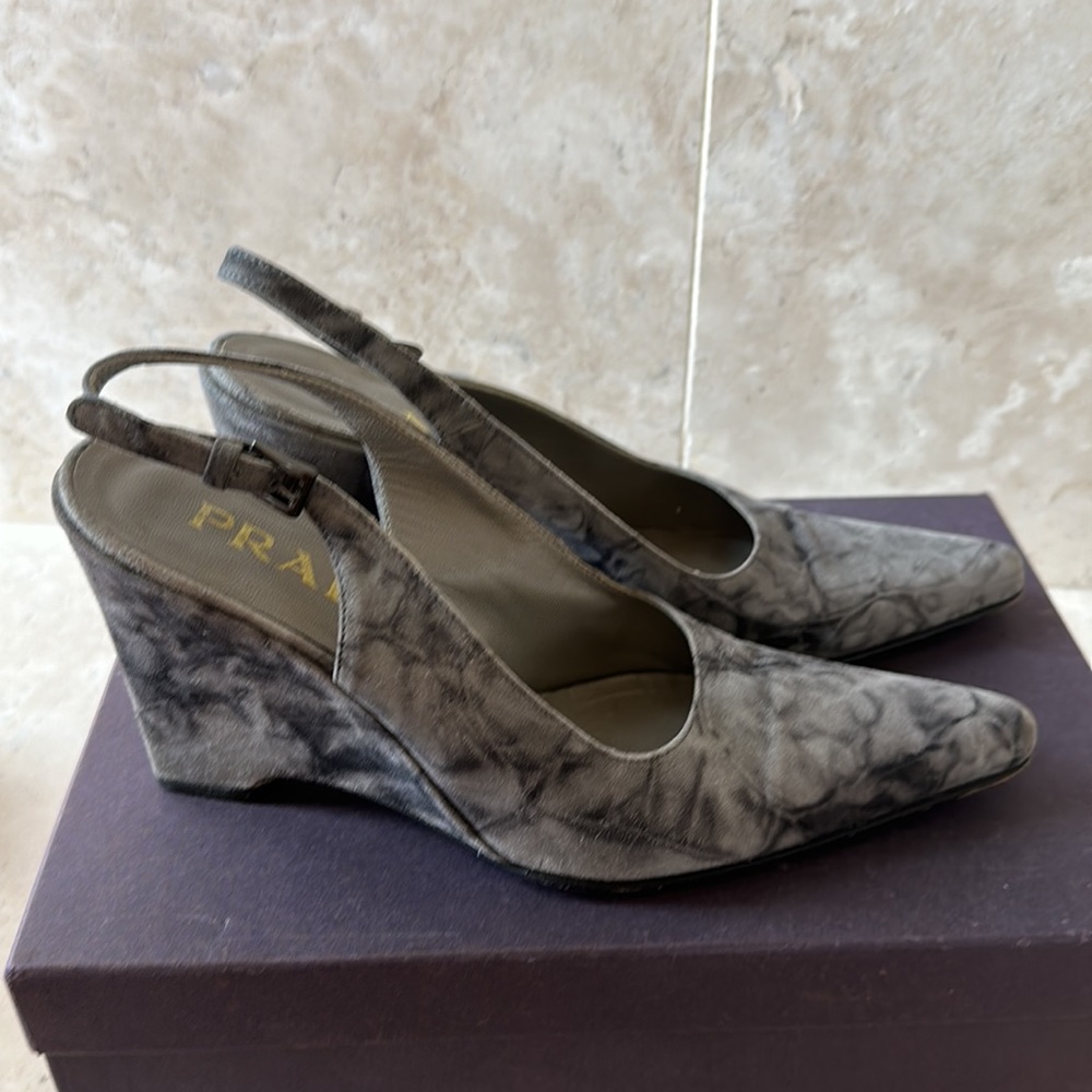 Prada suede animal print sling back - Picture 2 of 7